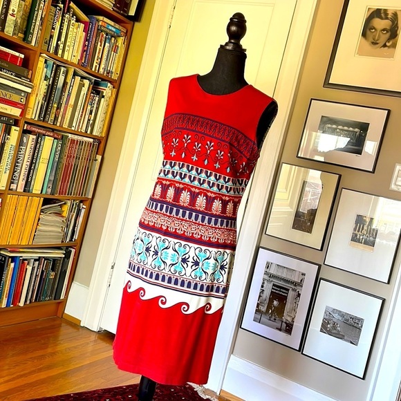 J. McLaughlin Geometric Boho Sheath Dress in Medium - Picture 1 of 8
